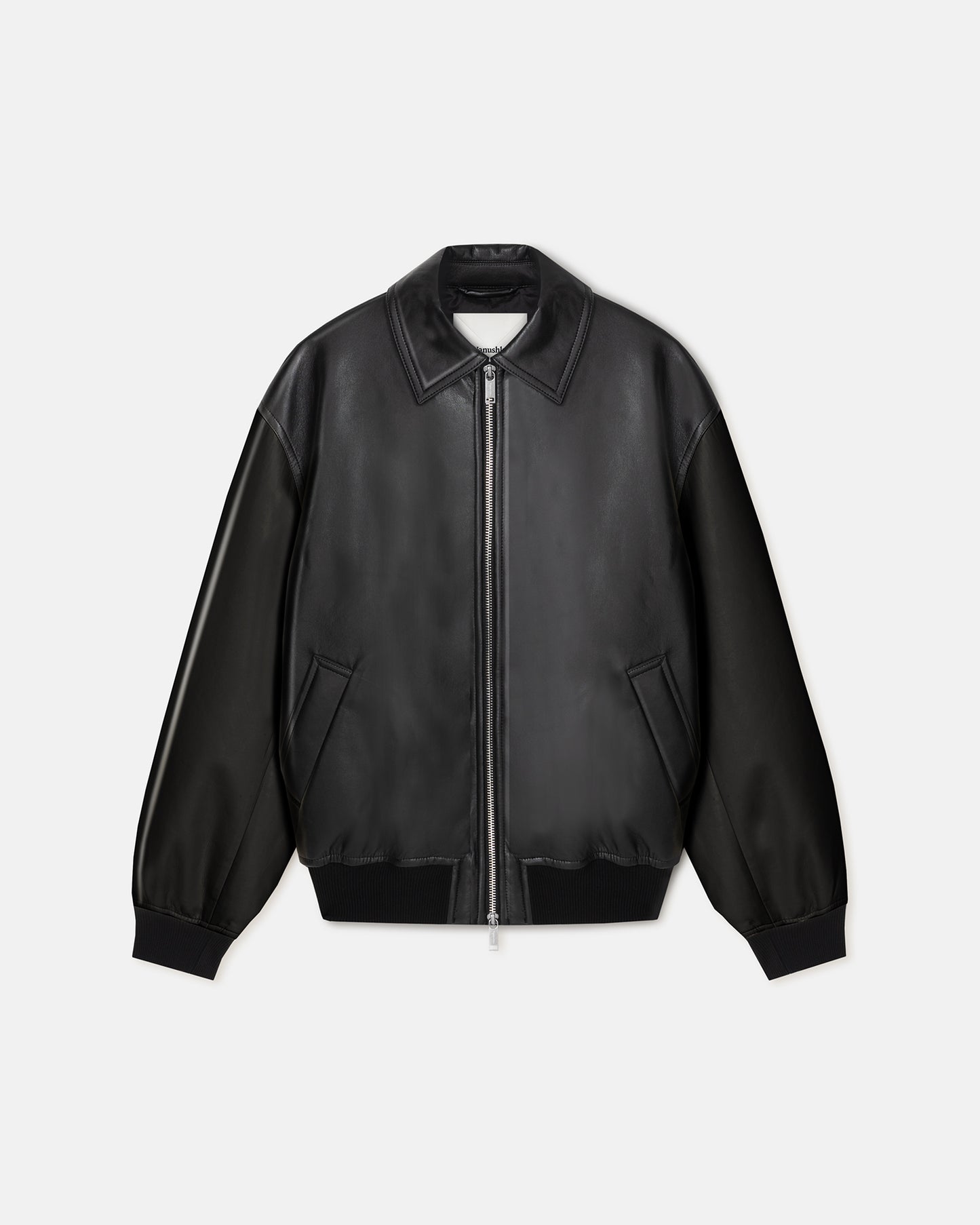 Timur - Regenerated Leather Bomber Jacket - Black