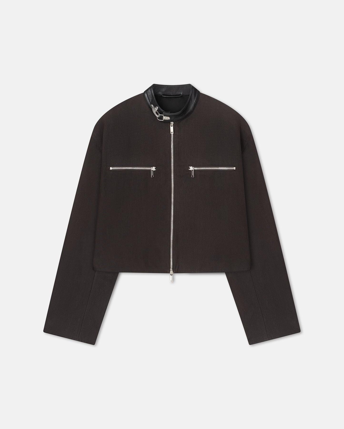 Petro - Cropped Wax Cotton Jacket - Dark Brown