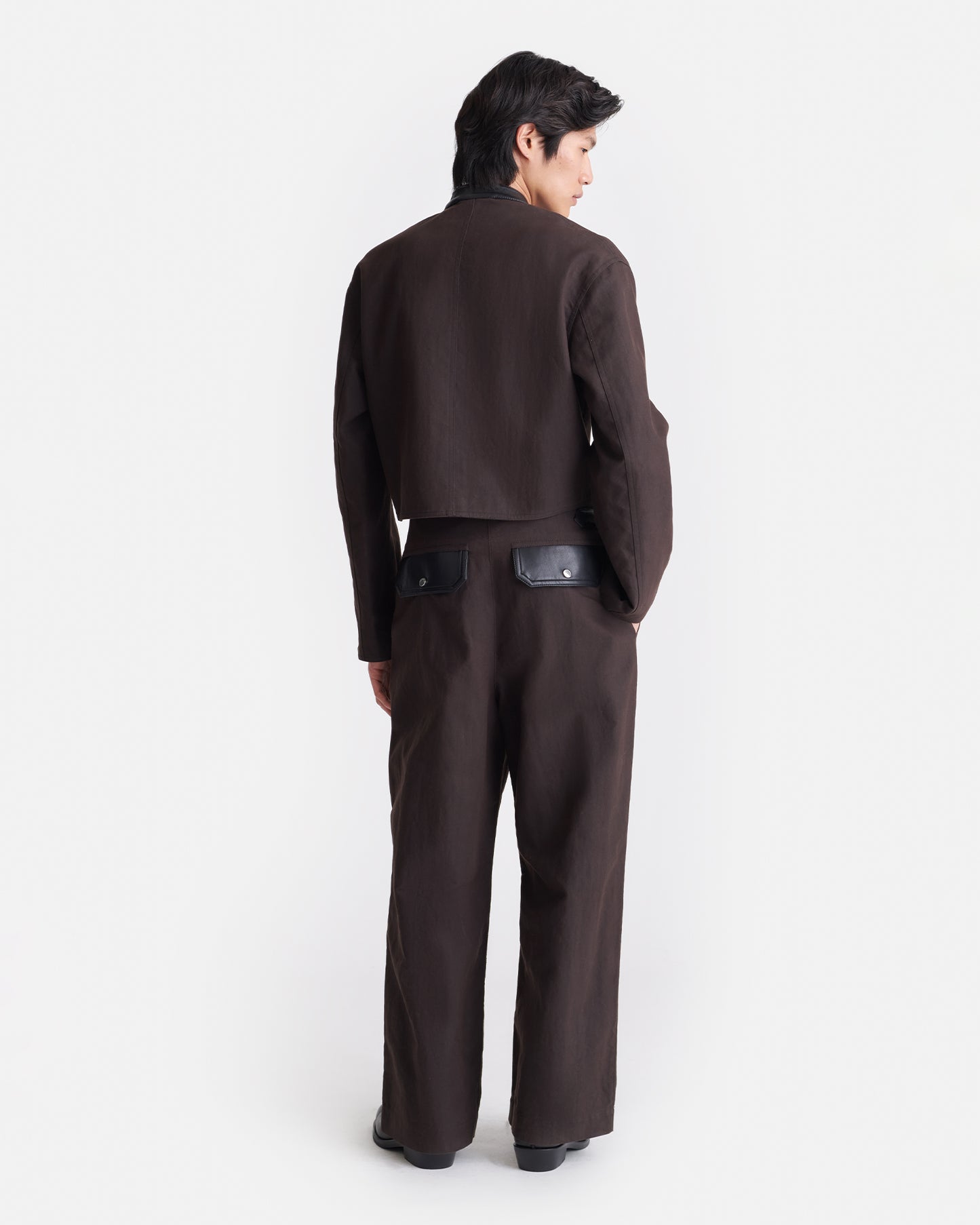 Petro - Cropped Wax Cotton Jacket - Dark Brown