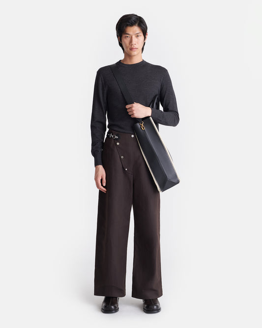 Lorant - Wax Cotton and Regenerated Leather Pants - Dark Brown/Black