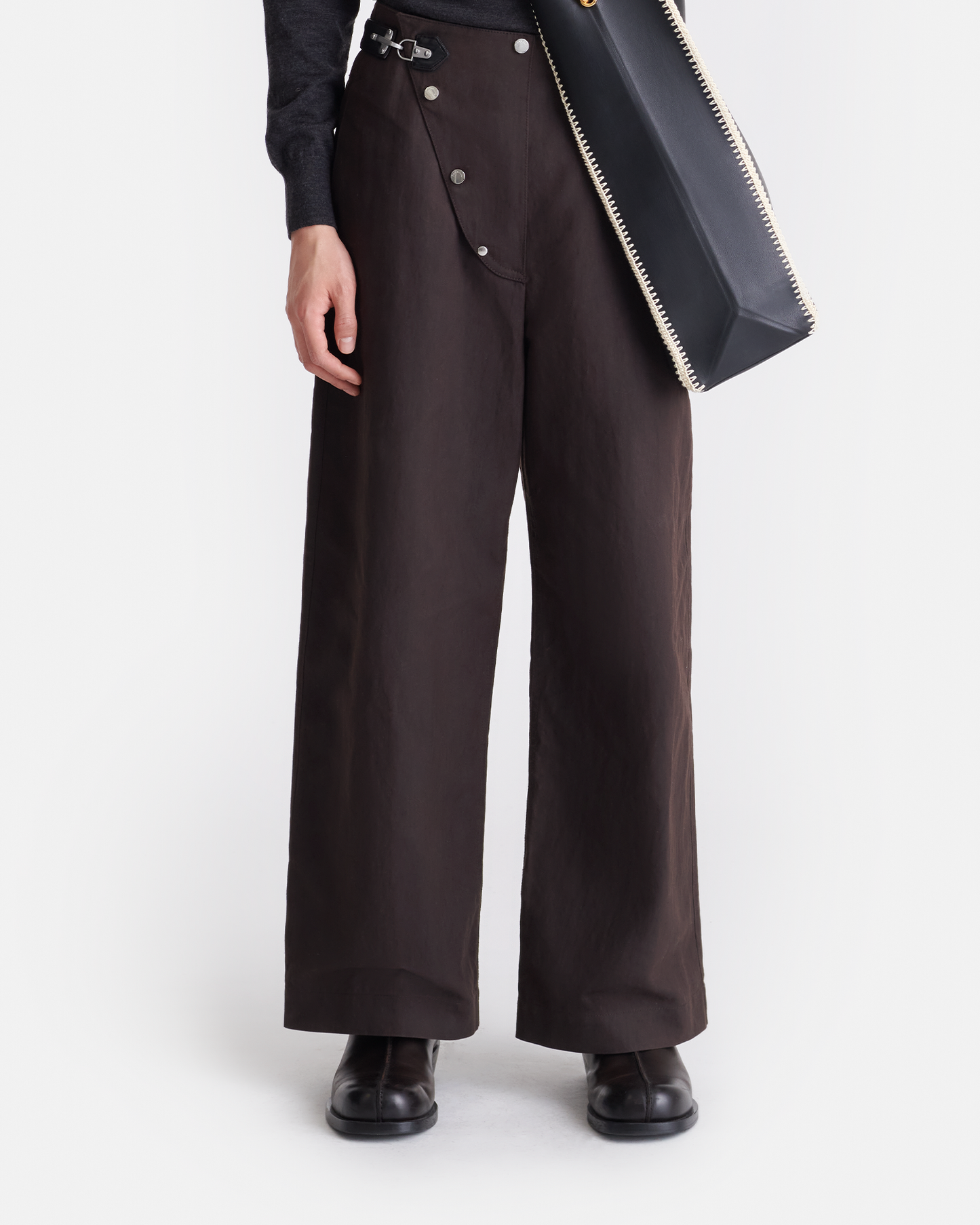 Lorant - Wax Cotton and Regenerated Leather Pants - Dark Brown/Black