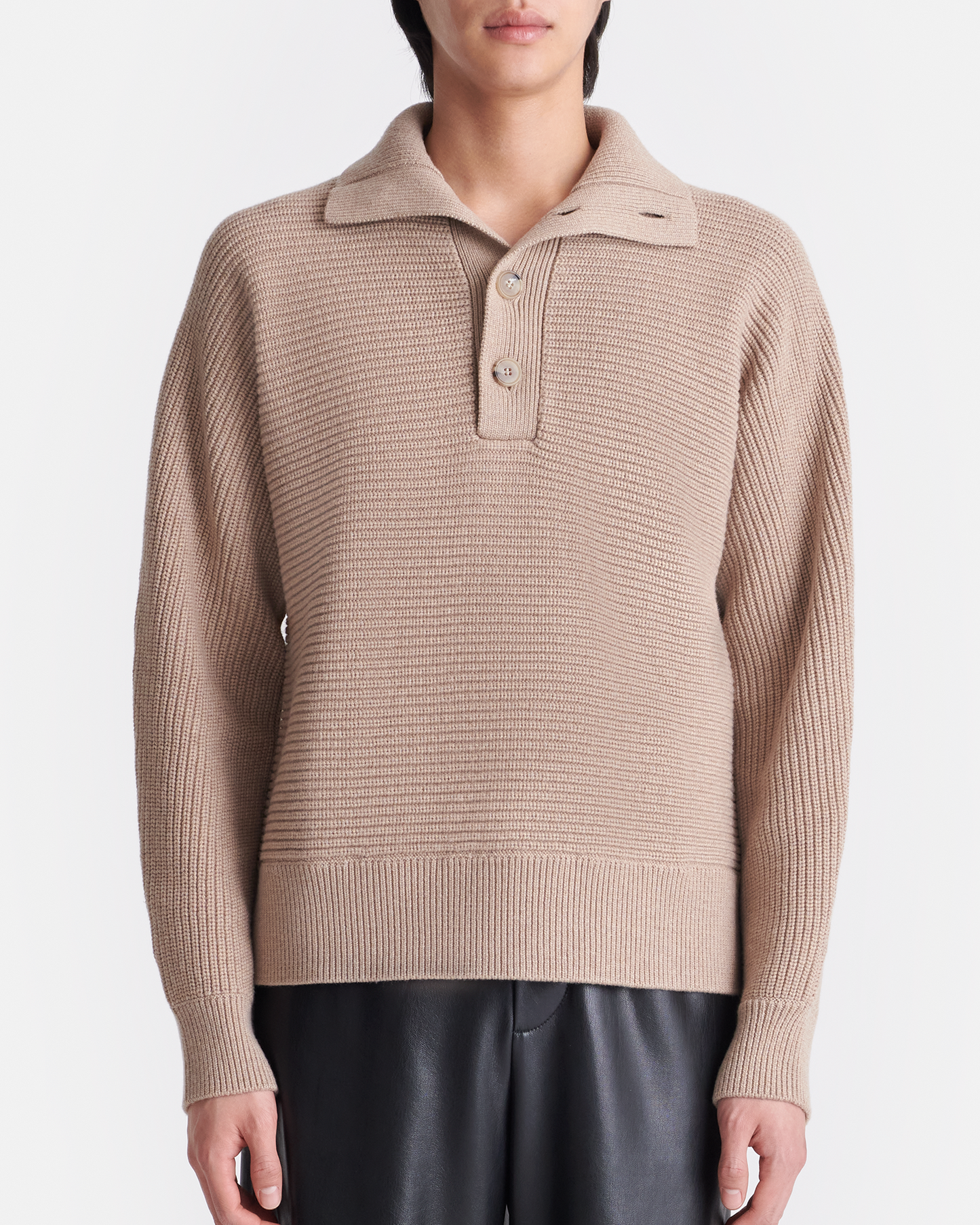 Kolos - Cotton and Merino Wool Polo-Neck Sweater - Oatmeal