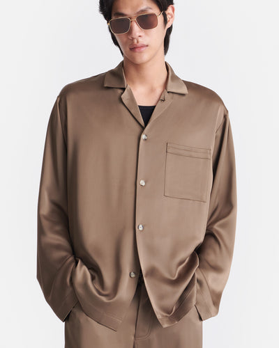 Jelmer - Slip Satin Shirt - Coffee Bean