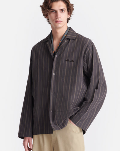 Shaun - Striped Shirt - Washed Black