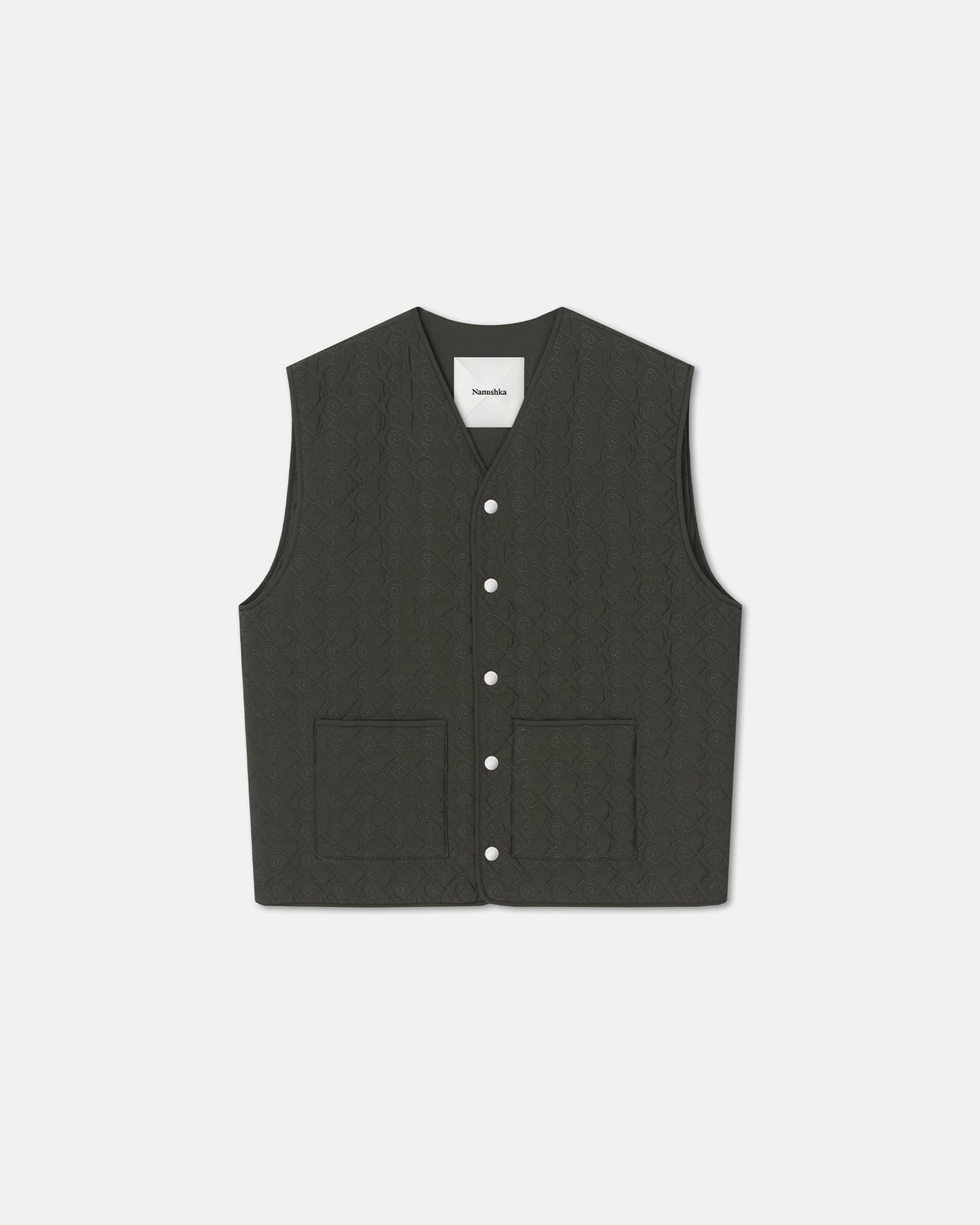 Tymen - Quilted Tech Poplin Vest - Dark Green