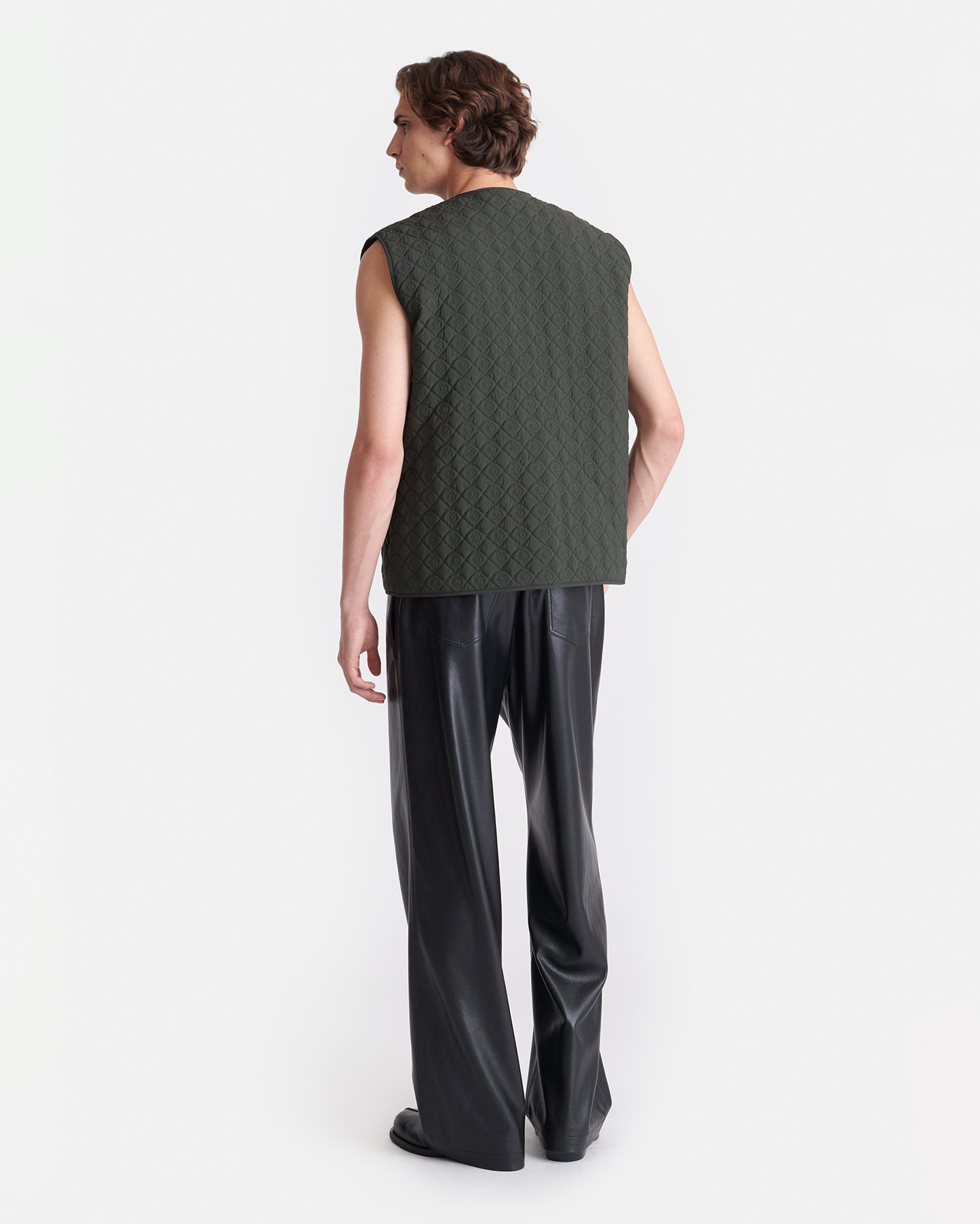 Tymen - Quilted Tech Poplin Vest - Dark Green