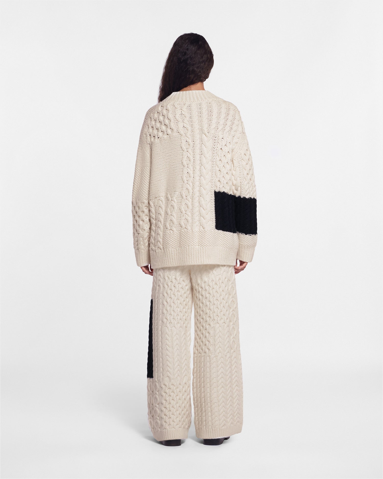 Leandra - Cable-Knit Pants - Cream Black – Nanushka