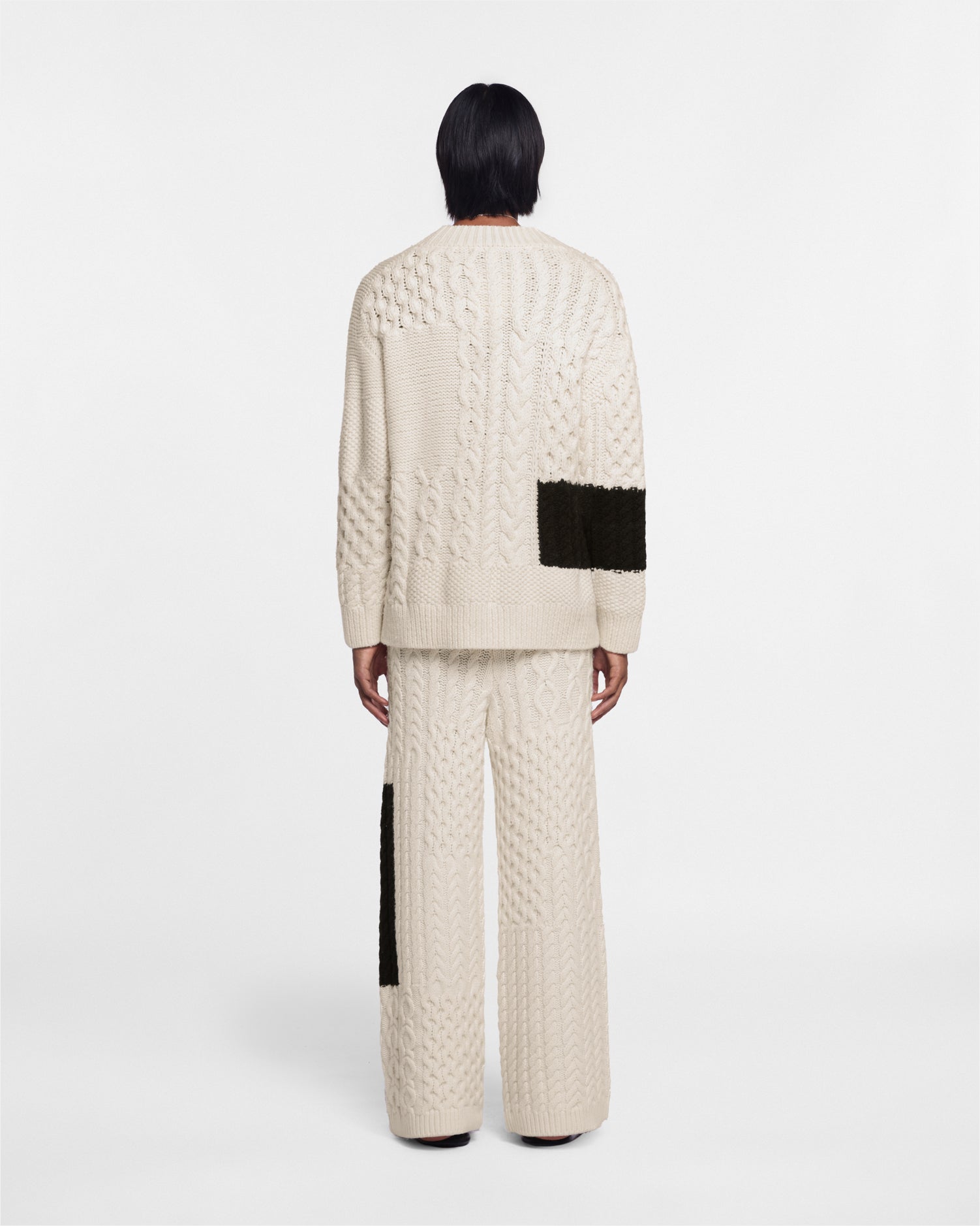 Wess - Sale Cable-Knit Cardigan - Cream Black