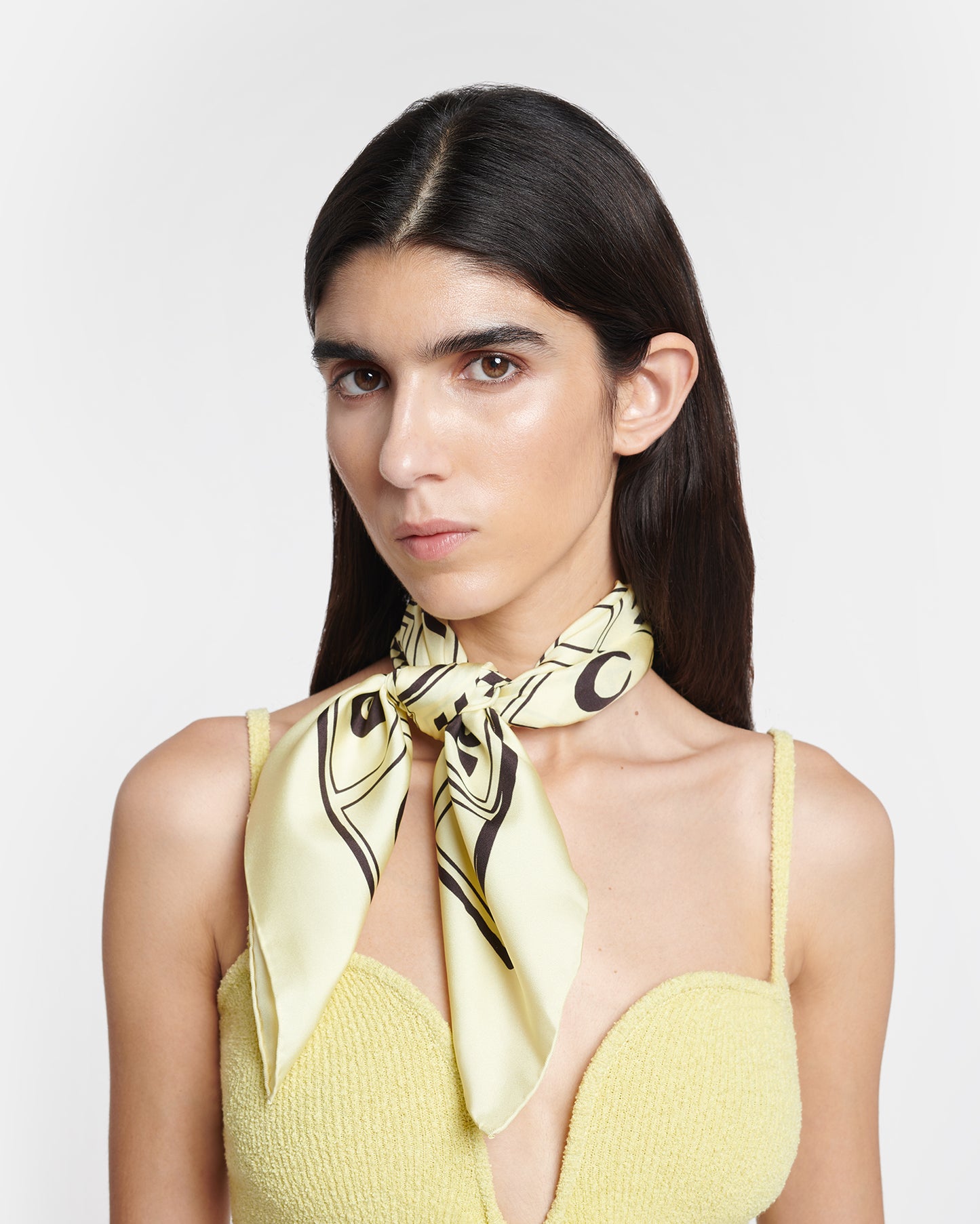 Shoul - Printed Silk Scarf - Moonbeam/Brown Kopjafa