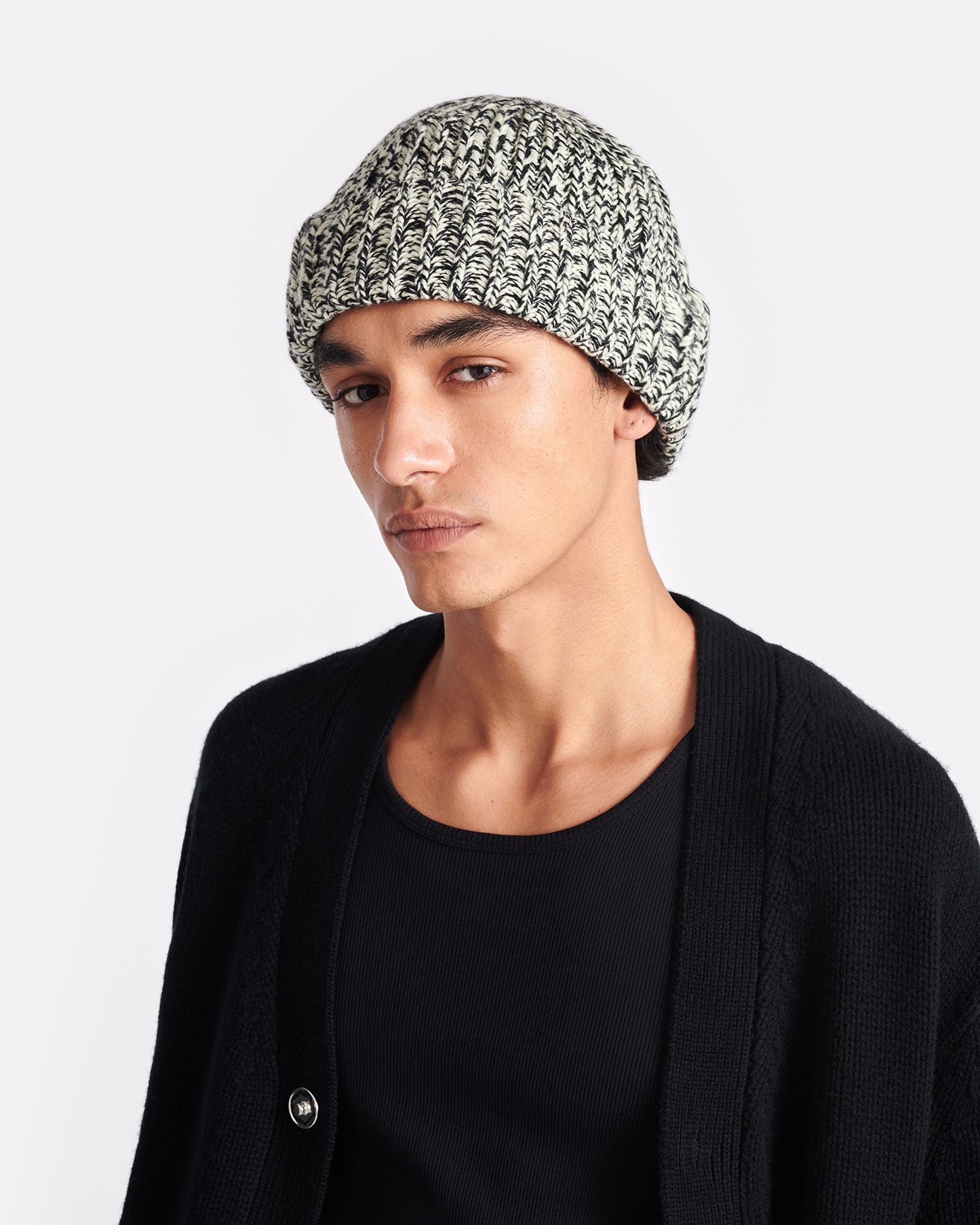 Ansey - Cashmere-Blend Mouline Beanie - Black/Moon