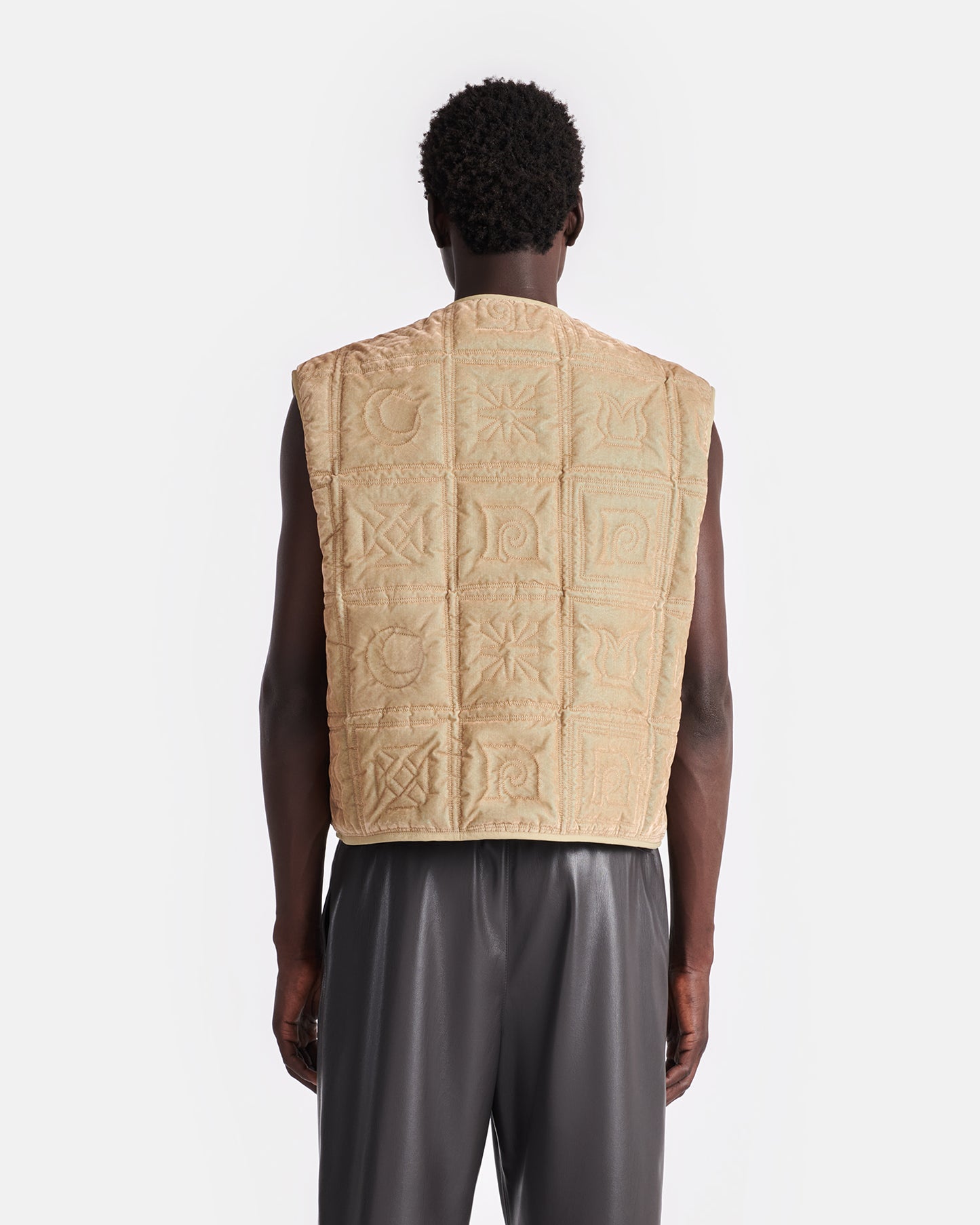 Elvio - Quilted Tech-Velvet Gilet - Iridescent Khaki