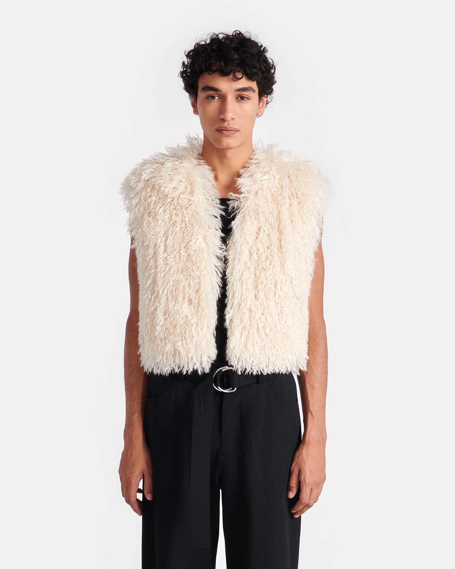 Xylia Faux Racka Fur Vest Creme Nanushka