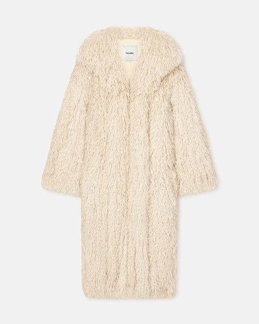 Kilah - Faux Racka Fur Coat - Creme