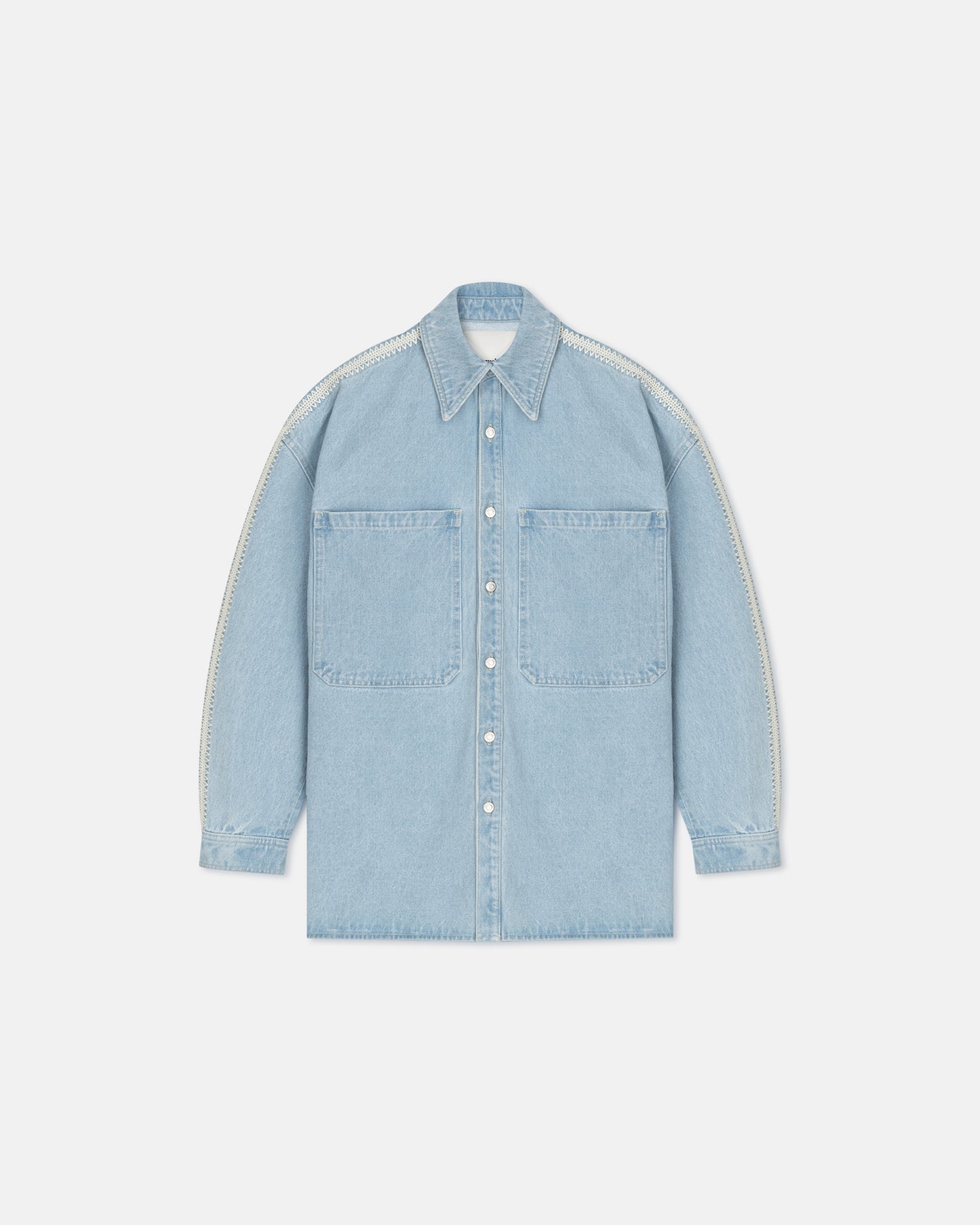 Beaux - Crochet-Trimmed Denim Shirt - Eco Bleach