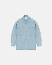 Beaux - Crochet-Trimmed Denim Shirt - Eco Bleach