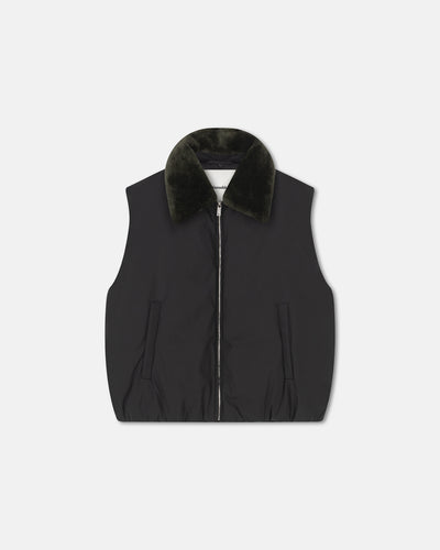 Mexim - Faux Fur and Tech Nylon Vest - Black