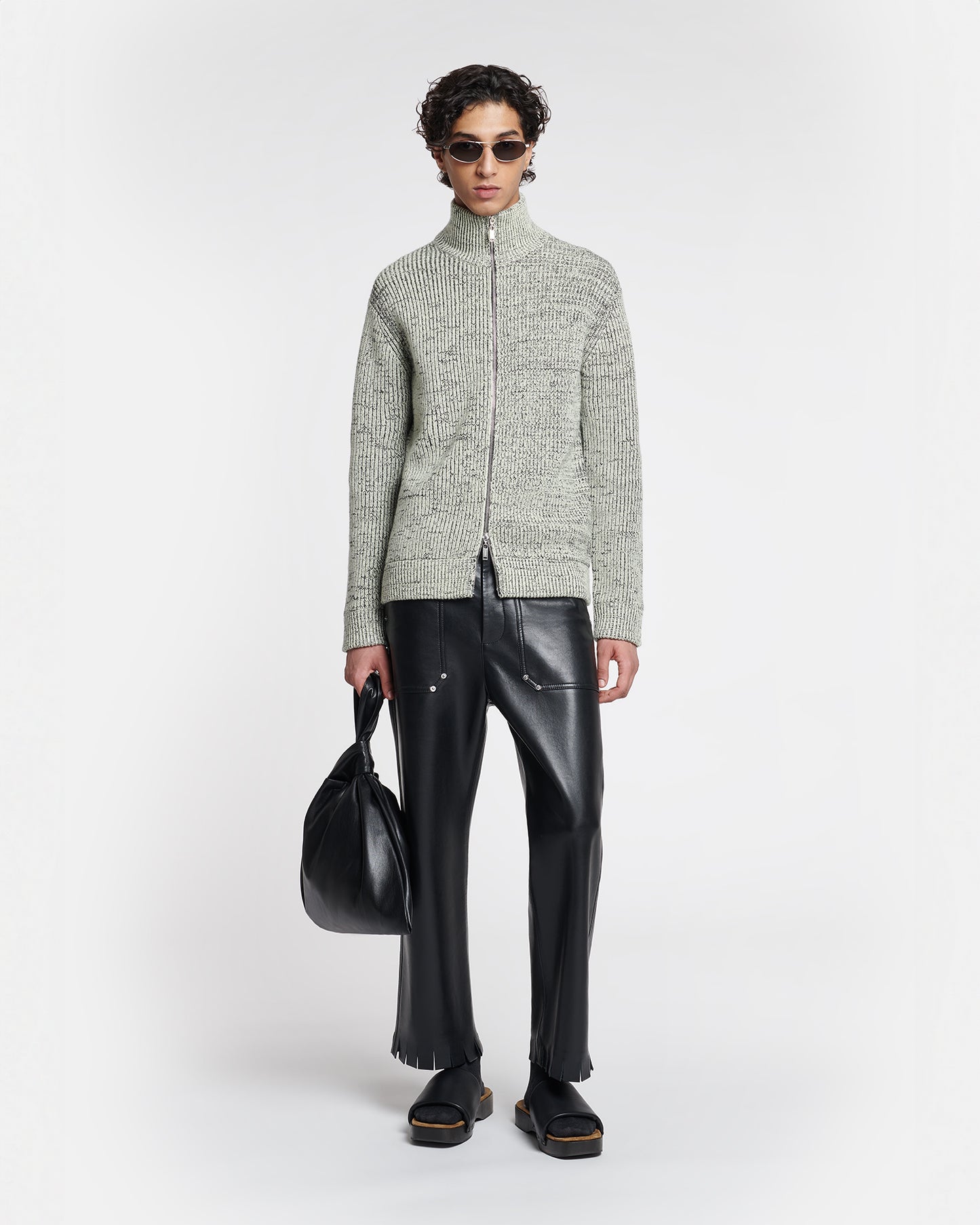 Sonni - Cashmere-Blend Mouline Cardigan - Black/ Moon Mouline