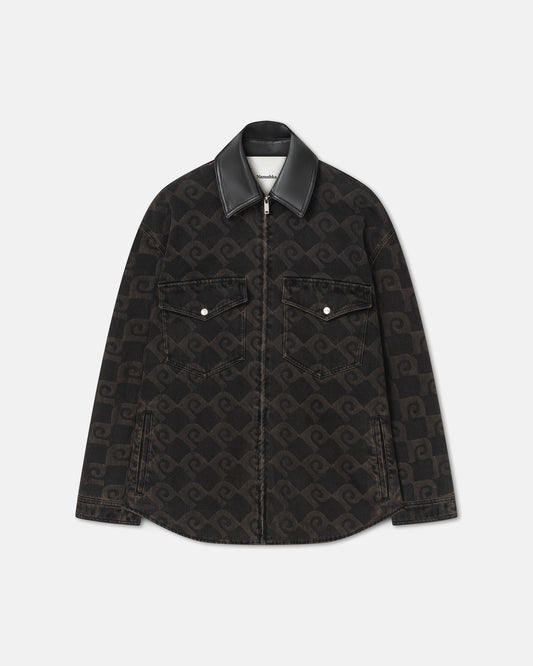 Adane - Printed Denim Jacket - Diamond Check/Black