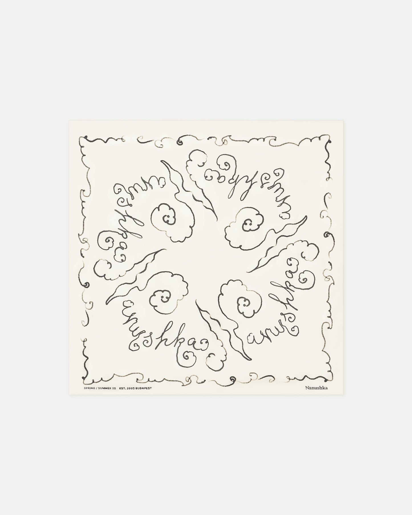 Shoul - Printed Silk Scarf - Cloud Creme