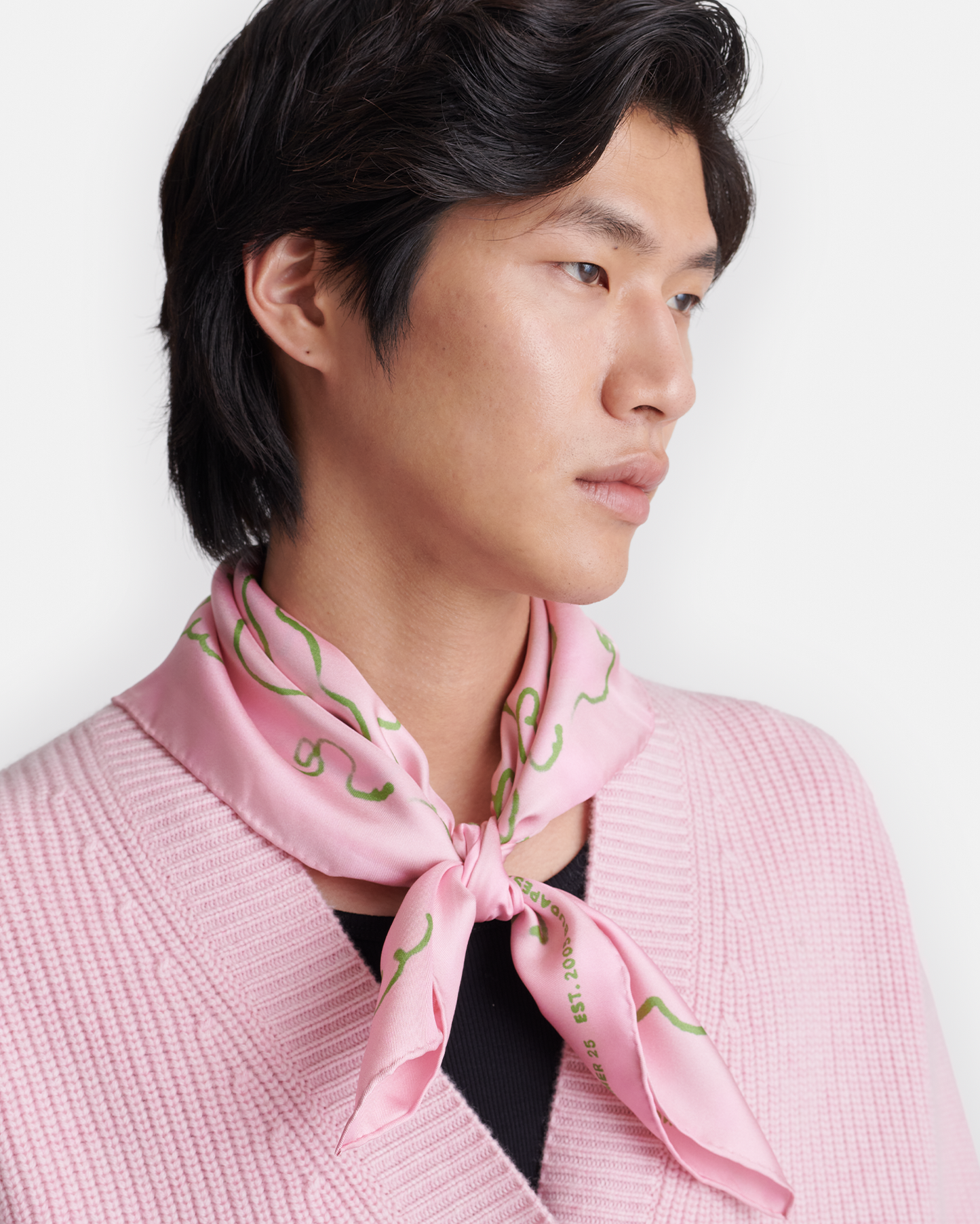 Shoul - Printed Silk Scarf - Cloud Pink