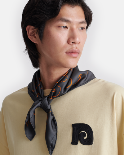 Shoul - Printed Silk Scarf - Cloud Black