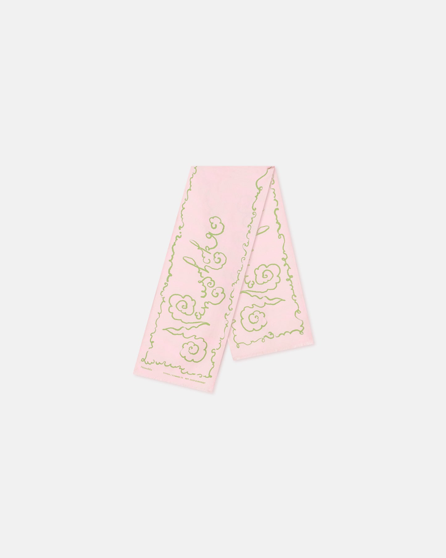 Mazu - Printed Silk Scarf - Cloud Pink