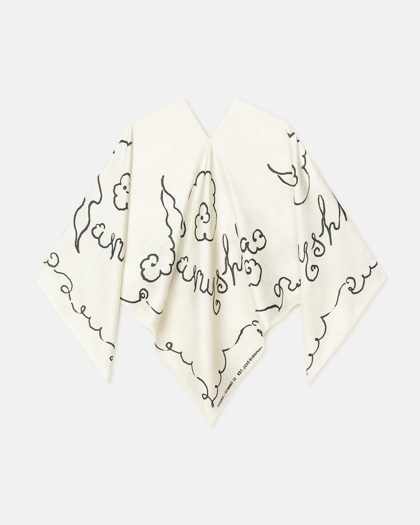 Sukey - Oversized Printed Silk Scarf - Cloud Creme