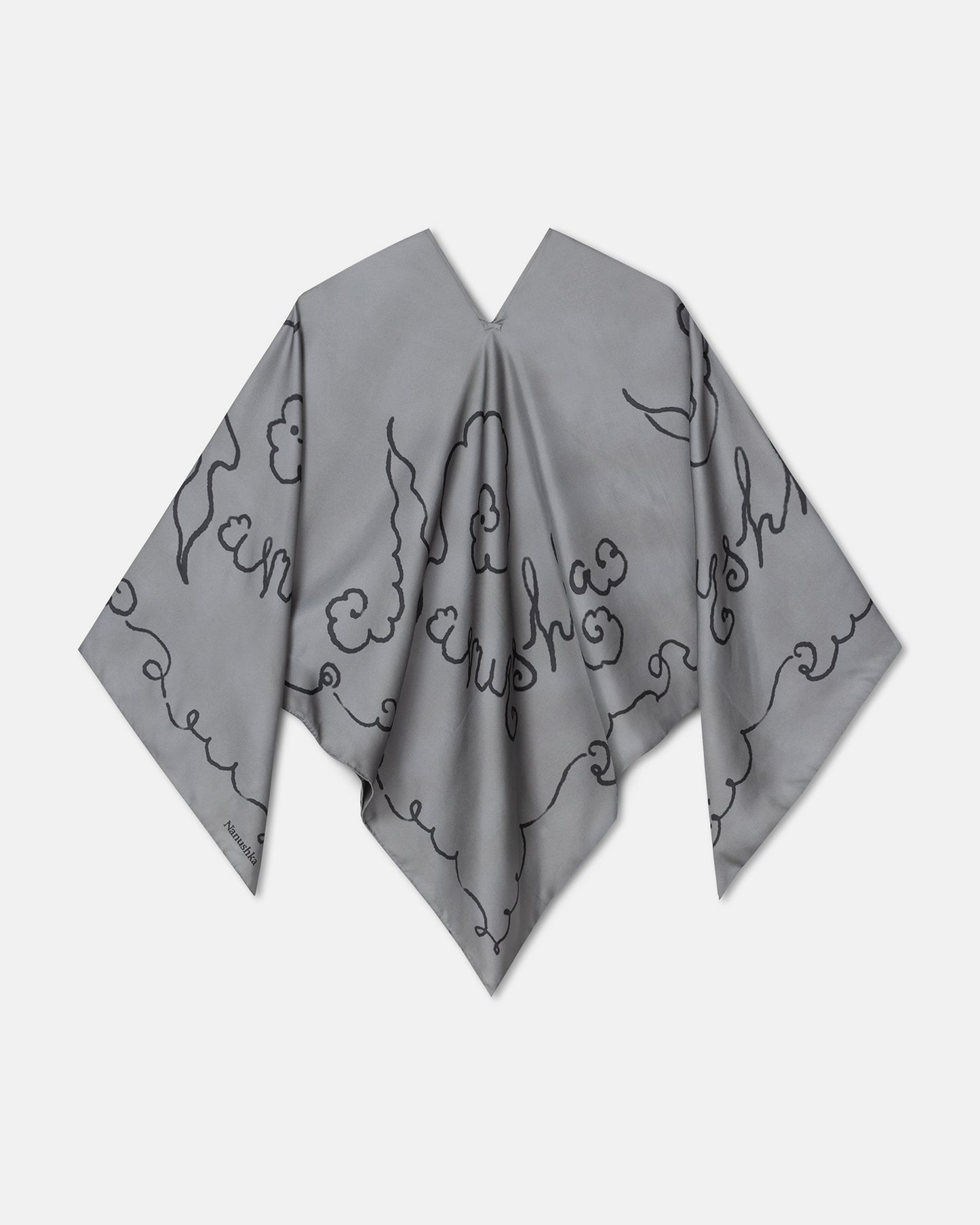 Sukey - Oversized Printed Silk Scarf - Cloud Grey