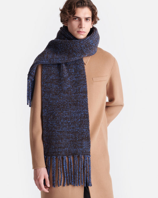 Ives - Compact Boucle Scarf - Blue/Brown