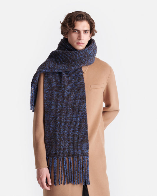 Ives - Compact Boucle Scarf - Blue/Brown