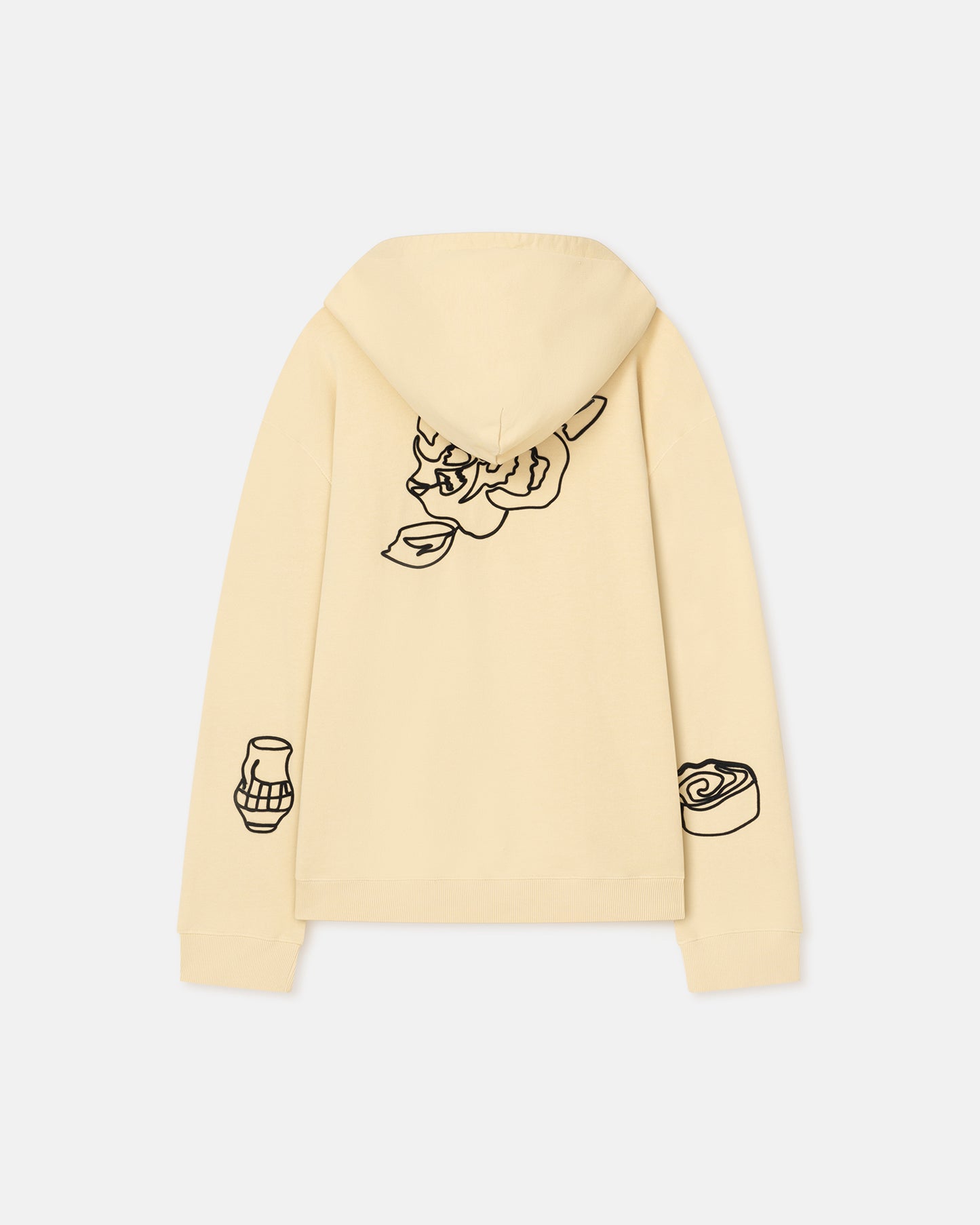 Ever - Embroidered Cotton-Fleece Hoodie - Creme/Black/Floral