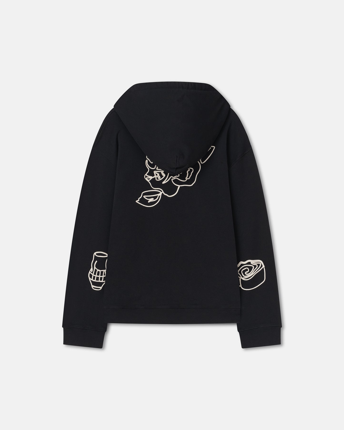 Ever - Embroidered Cotton-Fleece Hoodie - Black/Creme/Floral