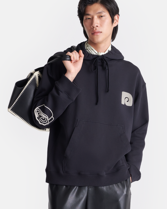 Ever - Embroidered Cotton-Fleece Hoodie - Black/Creme/Floral