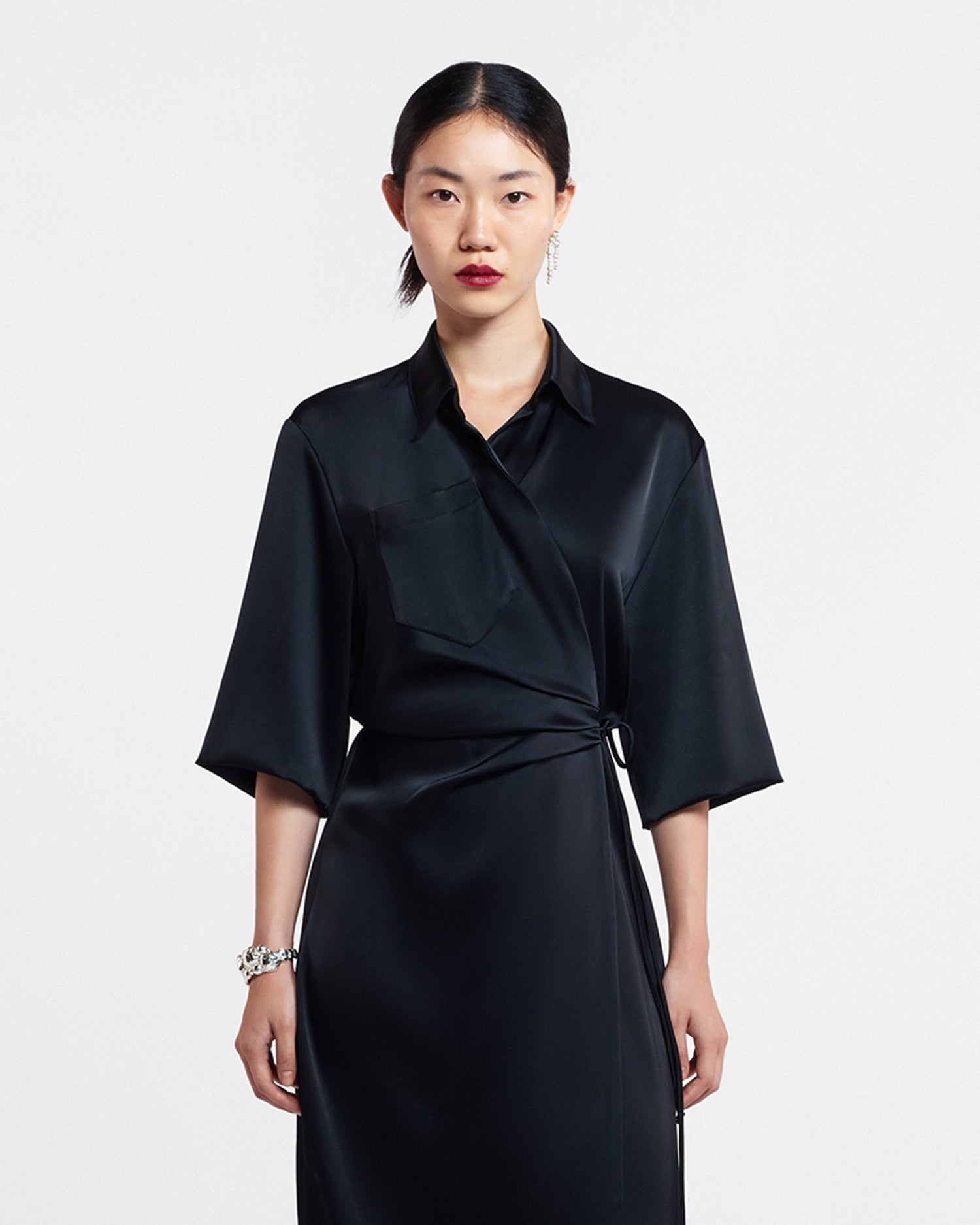 Draped front shirt dress Black – Nanushka