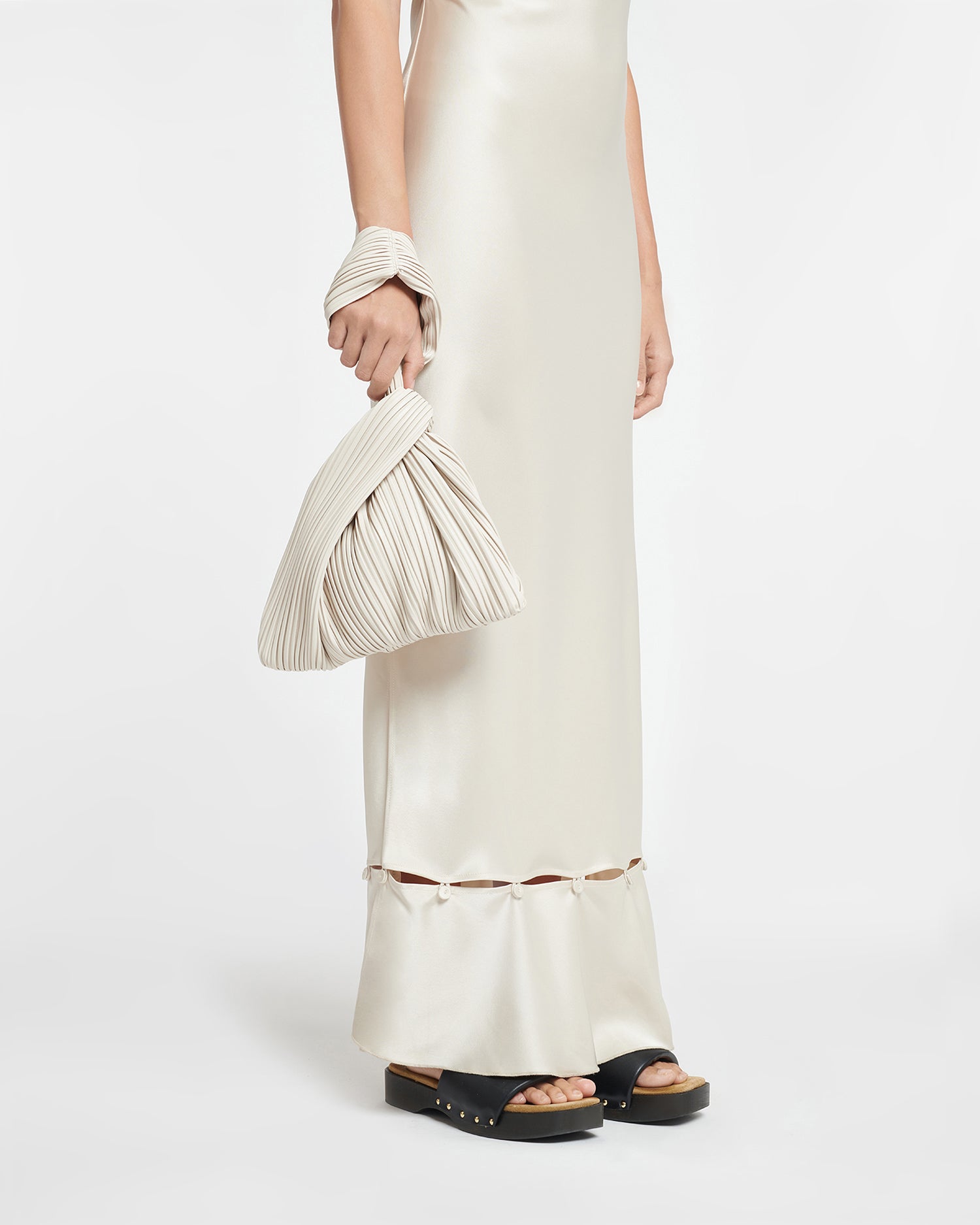 Jen Pleated Alt Leather Bag Off White Nanushka