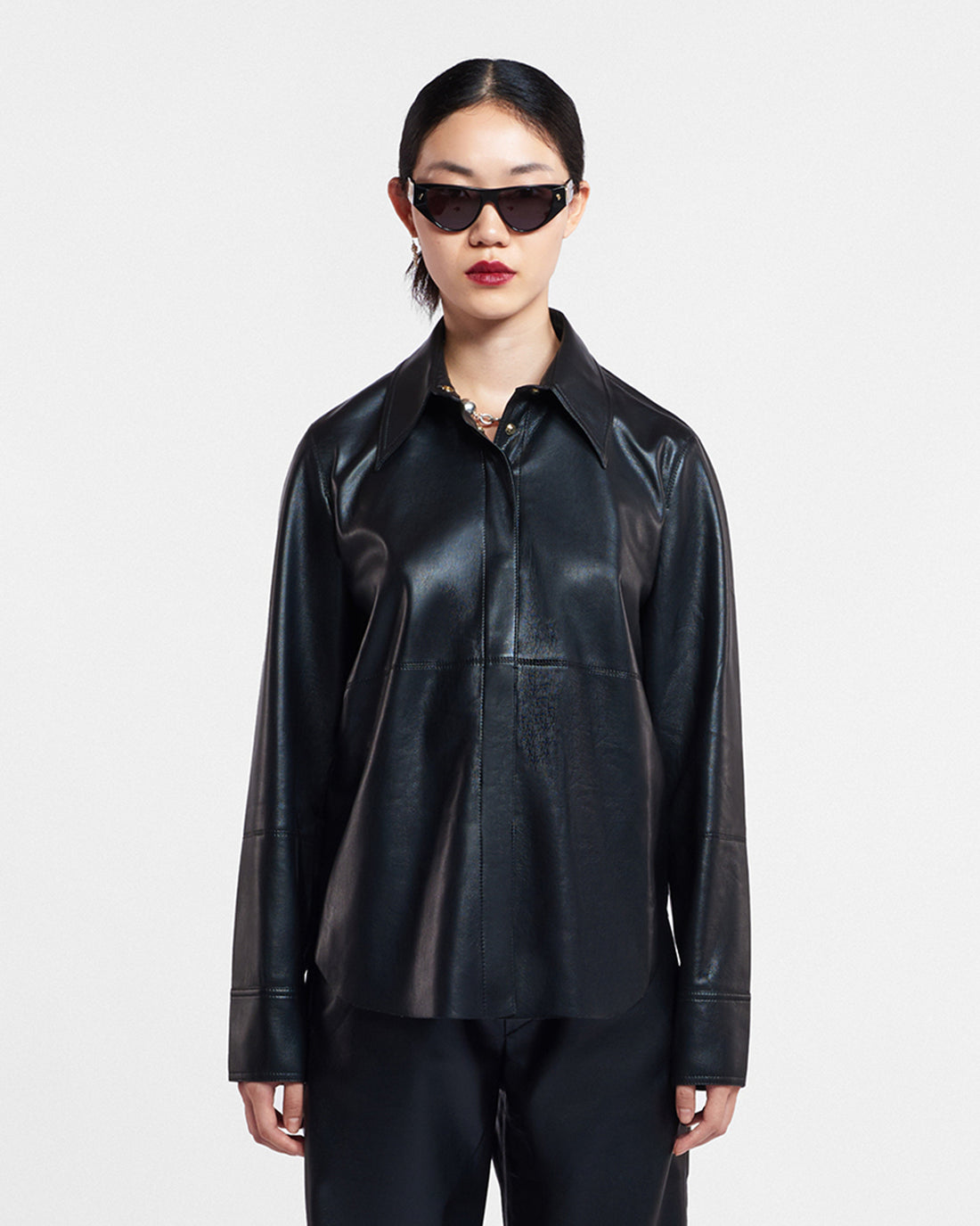 Naum - Okobor™ Alt-Leather Shirt - Black – Nanushka