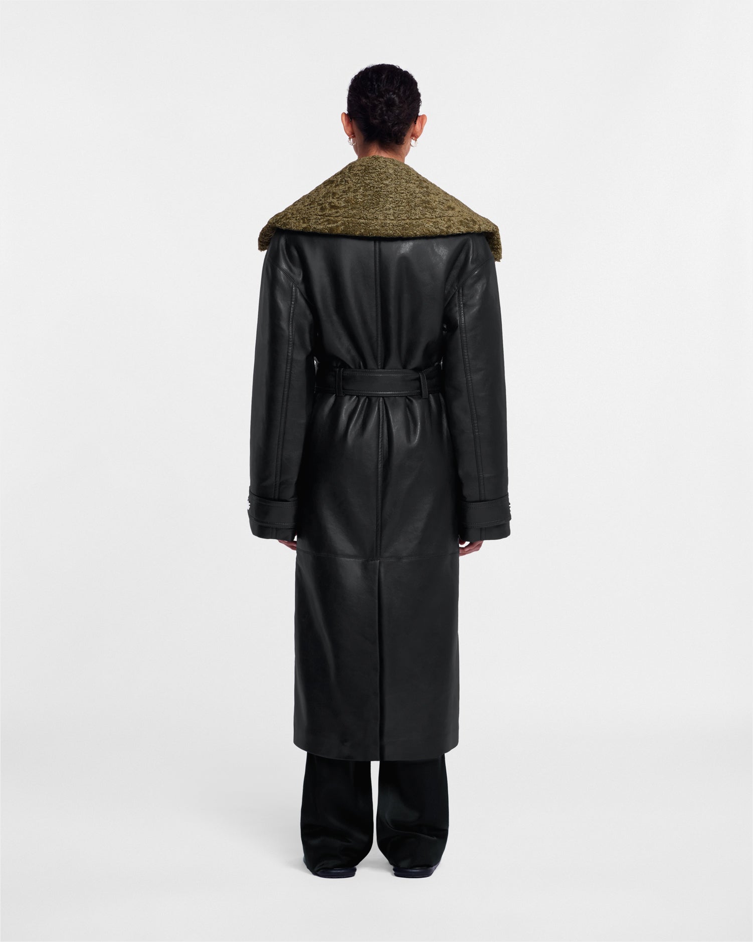 Travis - Sale Faux Shearling Belted Coat - Black – Nanushka