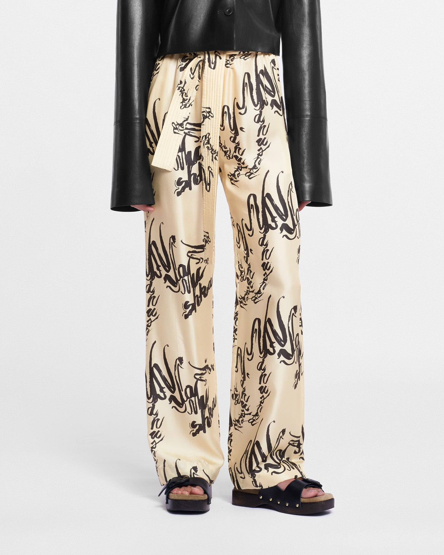 Cream and Black Zebra Print Wide Leg Pants