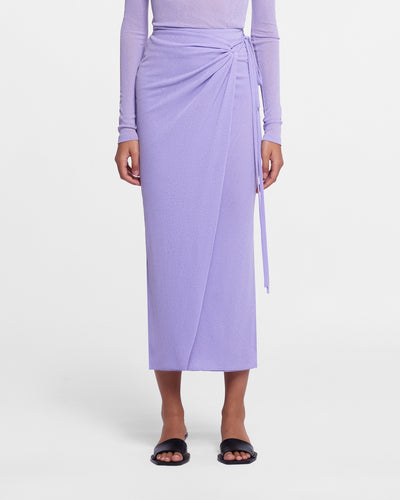 Inaya - Sale Mesh-Jersey Wrap Midi Skirt - Lavender