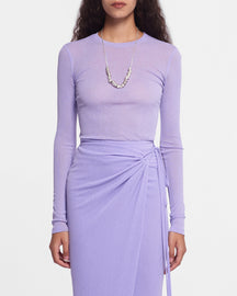 Lymee - Sale Mesh-Jersey Top - Lavender