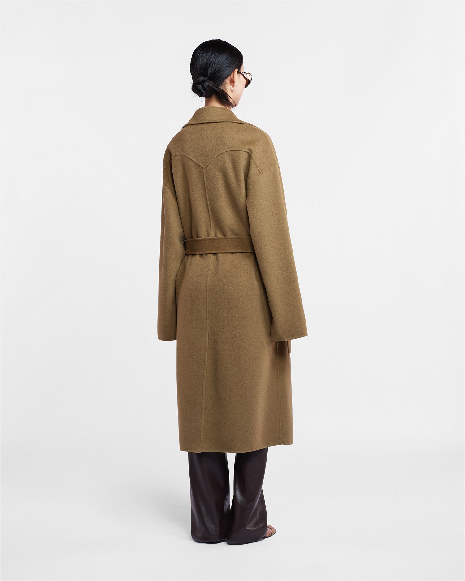 Alamo - Wool Silk Blend Robe Coat - Khaki Double Wool – Nanushka