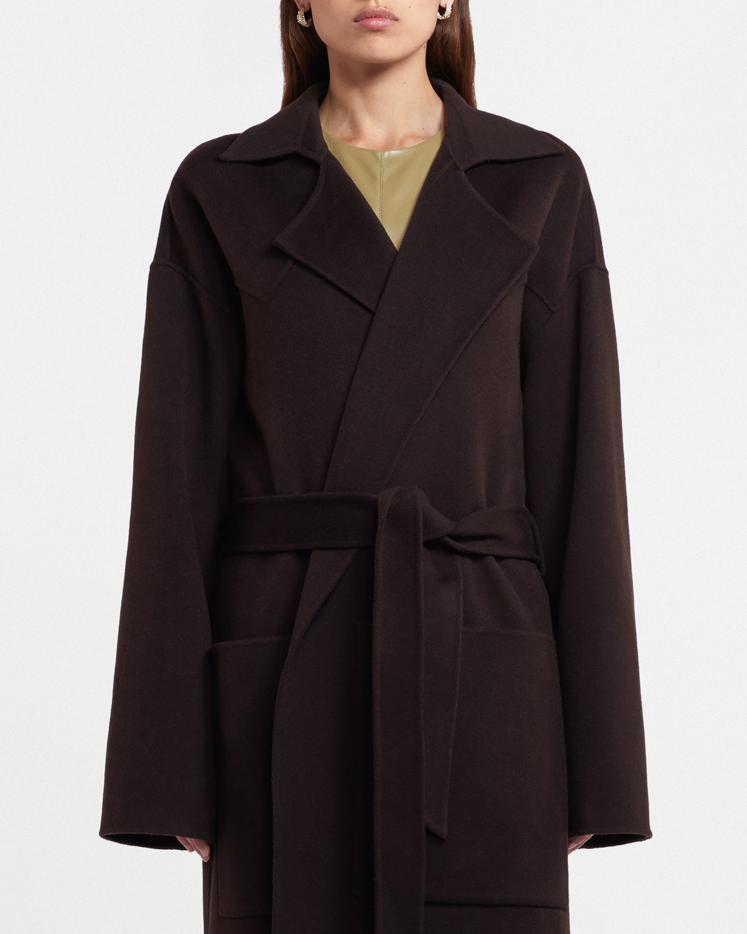 Alamo Wool Silk Blend Robe Coat Coffee Ground