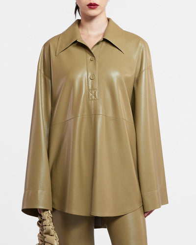 Clarice - Sale Okobor™Alt-Leather Top - Khaki Okobor