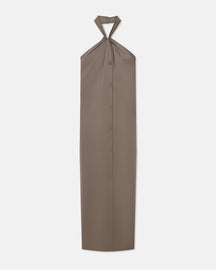 Elima - Slip Satin Halterneck Dress - Clay