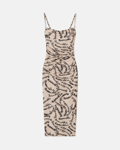 Alexa - Mesh Jersey Midi Dress - Scribble Logo