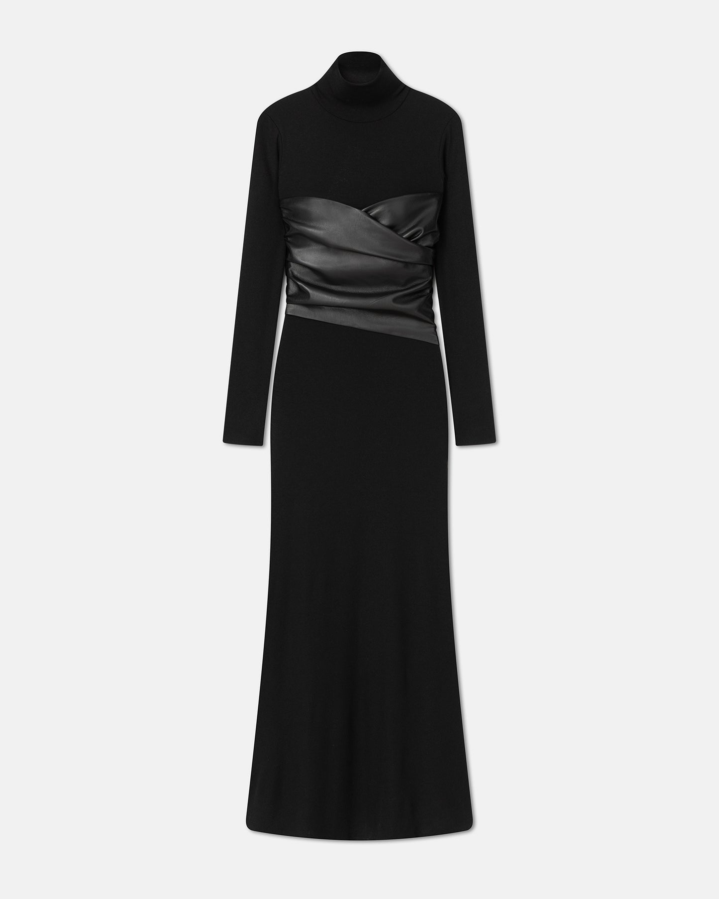 Amabel - Mesh Jersey And Okobor™ Alt-Leather Maxi Dress - Black