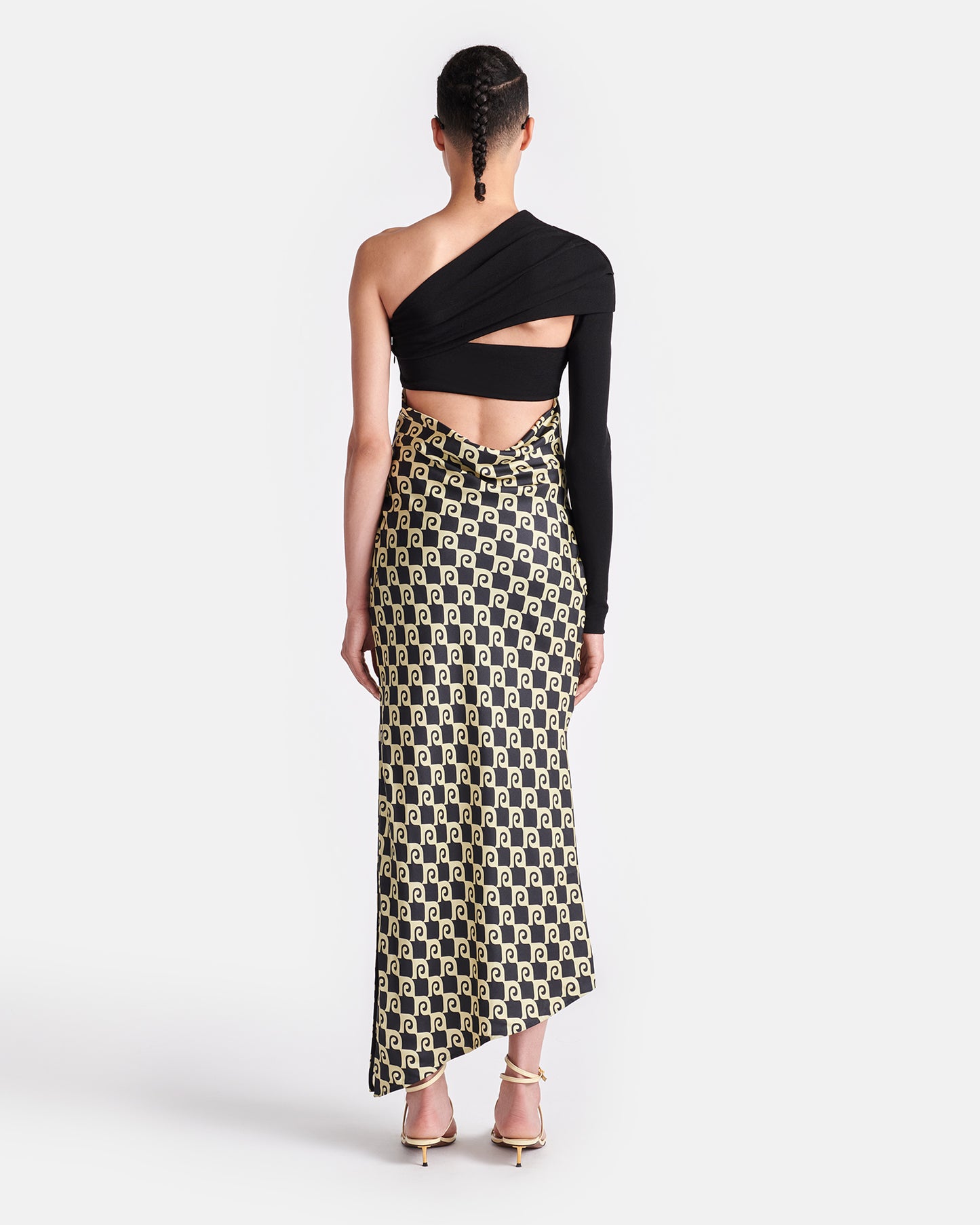 Eirah - Draped Silk And Mesh-Jersey Midi Dress - Diamond Check