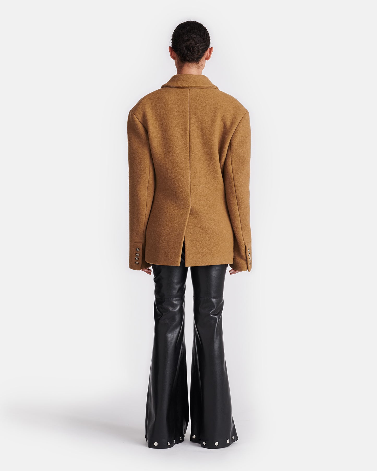 Pacey - Cinched-Waist Felted Wool Blazer - Walnut