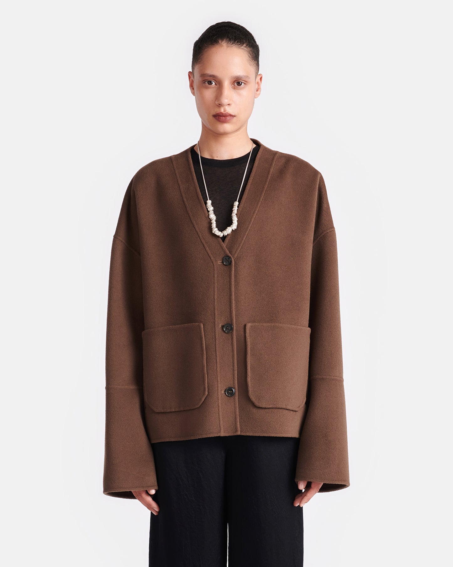 Dodie - Double Wool And Silk Blend Jacket - Chocolate Chip