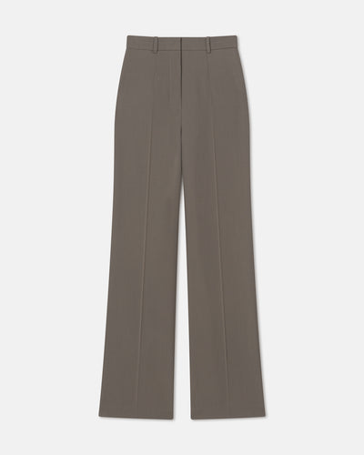 Franny - Twill Suiting Straight-Leg Pants - Gull Gray